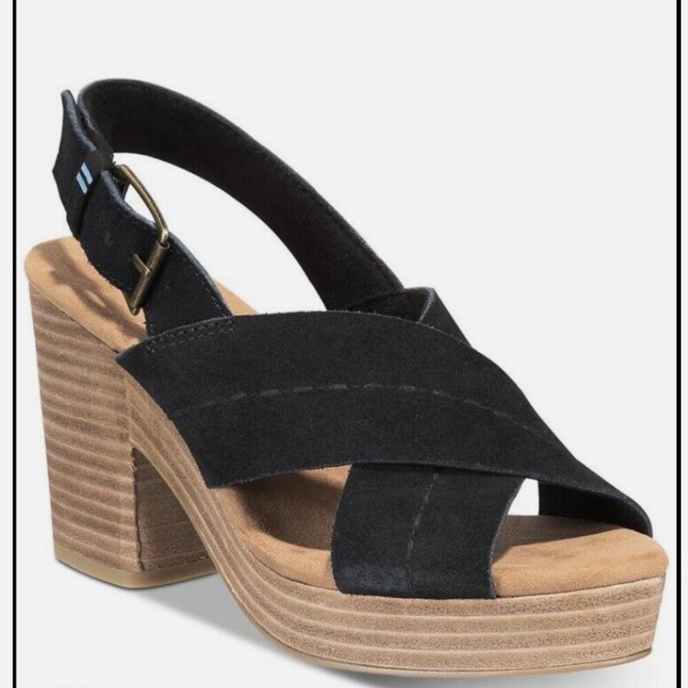 Toms Ibiza Black Suede Sandal - Size 9.5 - Picture 1 of 10